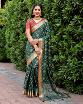 Gorgeous Zari Patola Green Color Silk Sarees